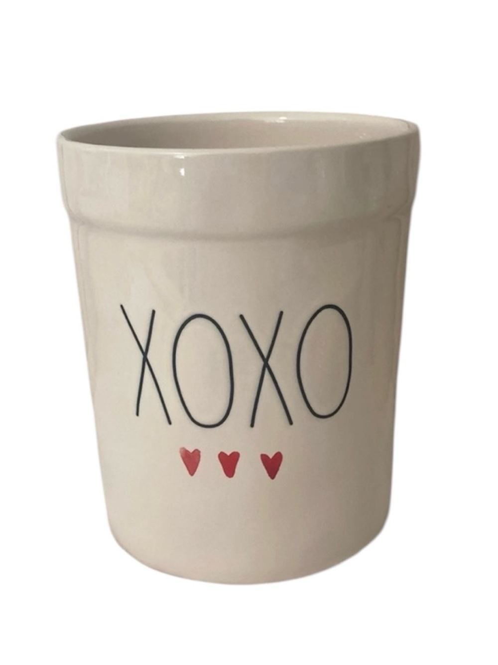 Rae Dunn XOXO Crock with Watercolor Red Hearts